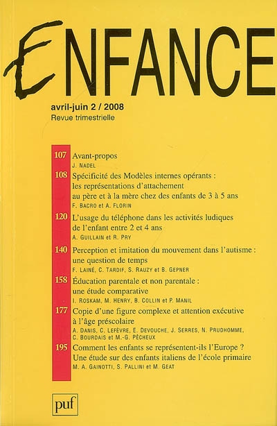 Enfance, n° 2 (2008)