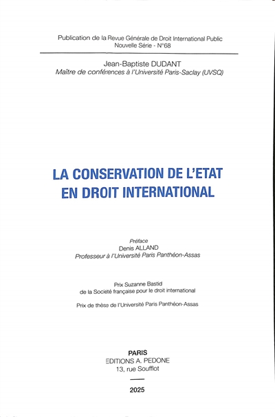 La conservation de l'Etat en droit international