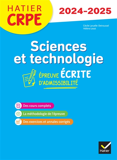 Sciences et technologie : épreuve écrite d'admissibilité : CRPE 2024-2025