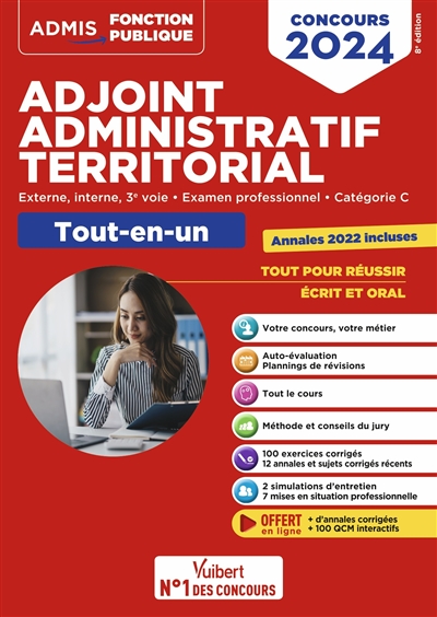 Adjoint administratif territorial : externe, interne, 3e voie, examen professionnel, catégorie C : tout-en-un, concours 2024