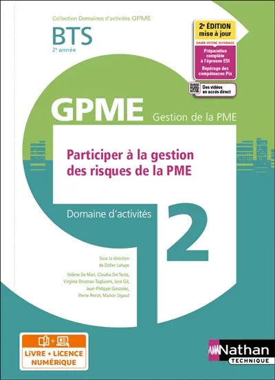 Participer à la gestion des risques de la PME : BTS 2e année GPME, domaine d'activités 2 : i-manuel 2.0, livre + licence élève