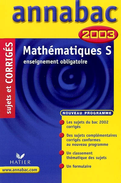 Mathématiques, S (enseignement obligatoire) : 2003