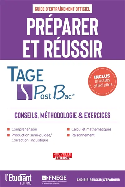 Tage post bac : préparer et réussir, guide d'entraînement officiel : conseils, méthodologie & exercices