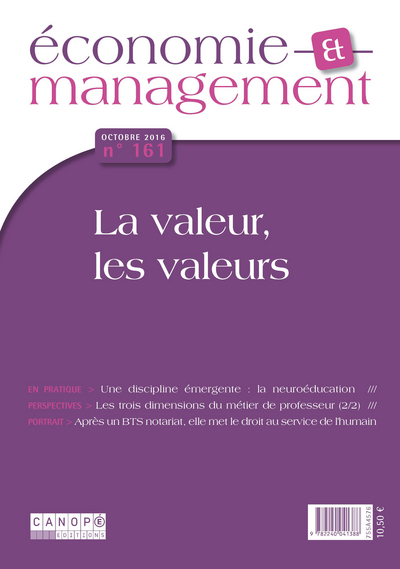 Economie et management, n° 161. La valeur, les valeurs