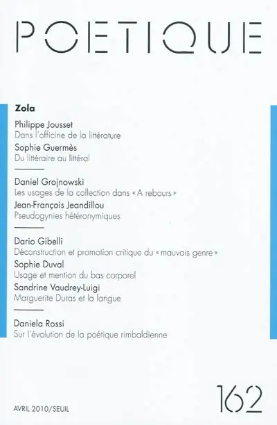 Poétique, n° 162