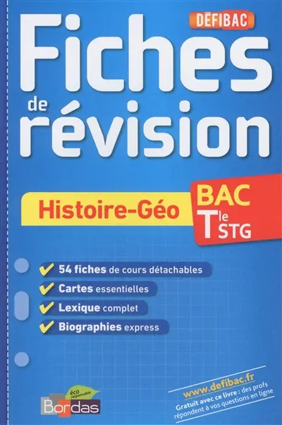 Histoire-géo, bac terminale STG : fiches de révision