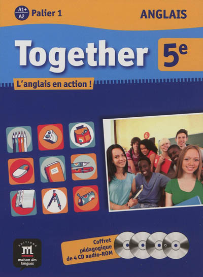 Together 5e, anglais A1+-A2 palier 1 : coffret pédagogique de 4 CD audio-ROM