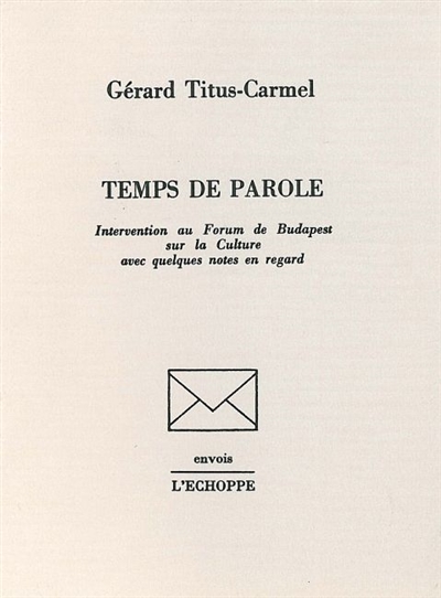 Temps de parole : intervention au Forum de Budapest sur la culture...