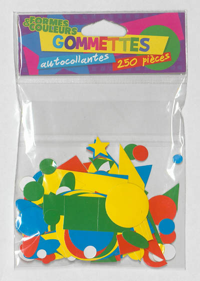 Gommettes autocollantes formes & couleurs : 250 pièces