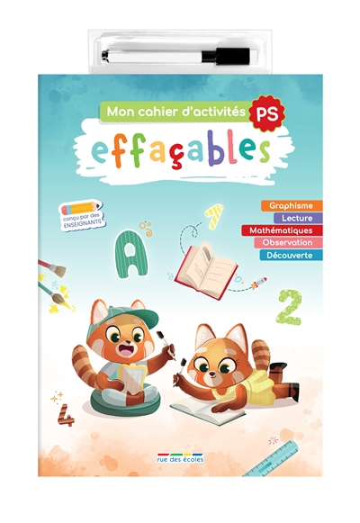 Mon cahier d'activités effaçables, PS : graphisme, lecture, mathématiques, observation, découverte