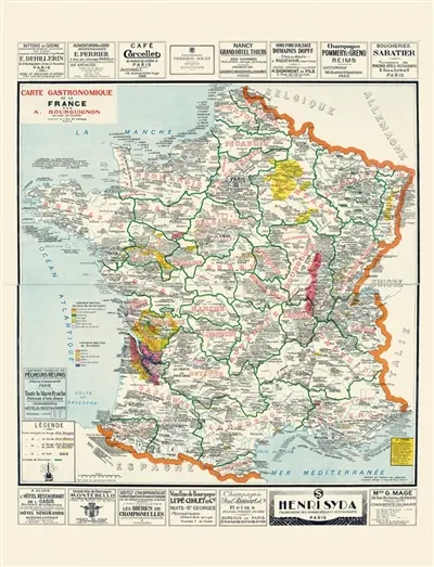 Carte gastronomique de la France. A gastronomic map of France