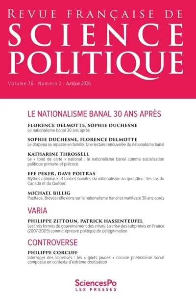 Revue française de science politique, n° 76-2. Le nationalisme banal 30 ans après