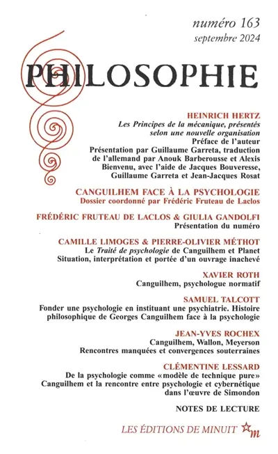 Philosophie, n° 163. Canguilhem face à la psychologie