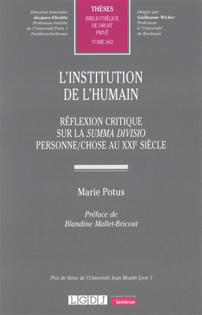 L'institution de l'humain :...