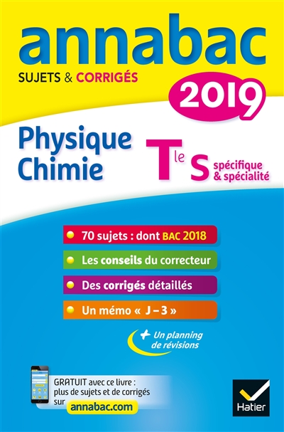 Physique chimie terminale S, spécifique & spécialité : 2019