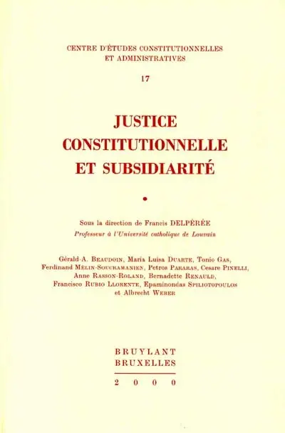 Justice constitutionnelle et subsidiarité : XVIIes journées juridiques Jean Dabin