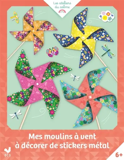 Mes moulins à vent à décorer de stickers métal : Pochette avec accessoires