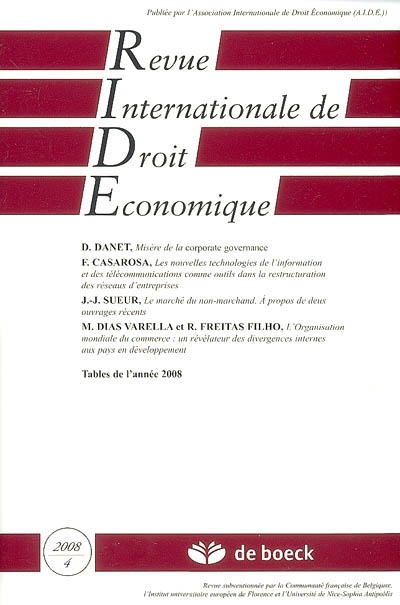 Revue internationale de droit économique, n° 4 (2008)