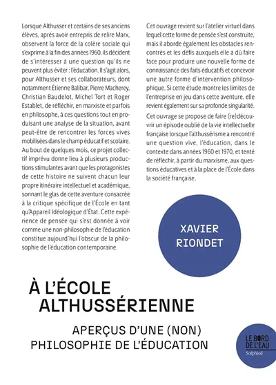 A l'école althussérienne : aperçus d'une (non) philosophie de l'éducation