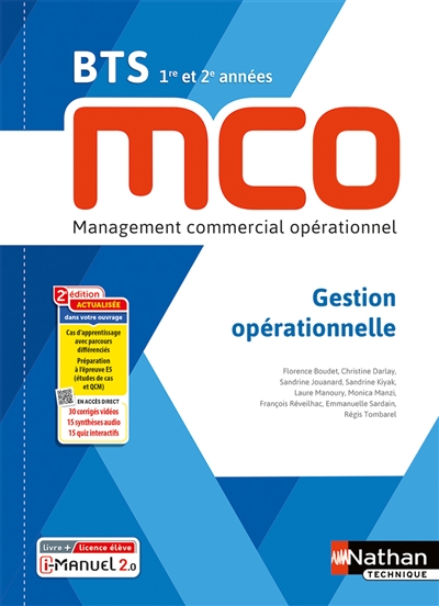 Gestion opérationnelle BTS MCO 1re et 2e années : management commercial opérationnel : livre + licence élève