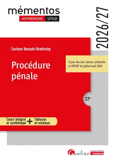 Procédure pénale : cours intégral et synthétique + tableaux et schémas : 2026-2027 Procédure pénale : cours intégral et synthétique + tableaux et schémas : 2026-2027