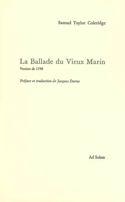 La ballade du vieux marin : version de 1788