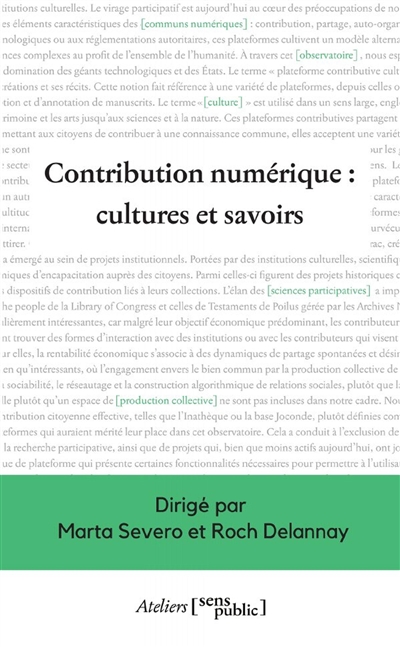 Contribution numérique : cultures et savoirs