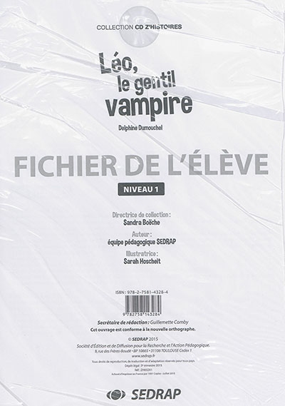 Léo, le gentil vampire, Delphine Dumouchel : fichier de l'élève, niveau 1