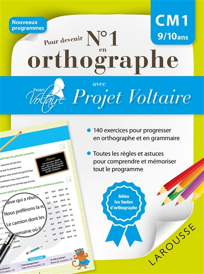 Pour devenir n° 1 en orthographe avec Projet Voltaire : CM1, 9-10 ans