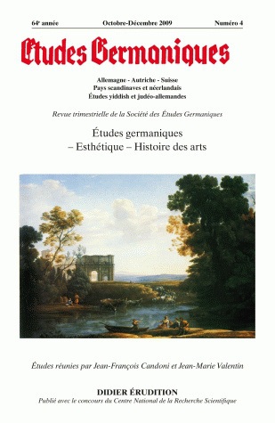 Etudes germaniques, n° 256. Etudes germaniques, esthétique, histoire des arts
