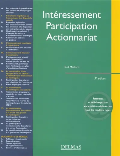 Intéressement, participation, actionnariat