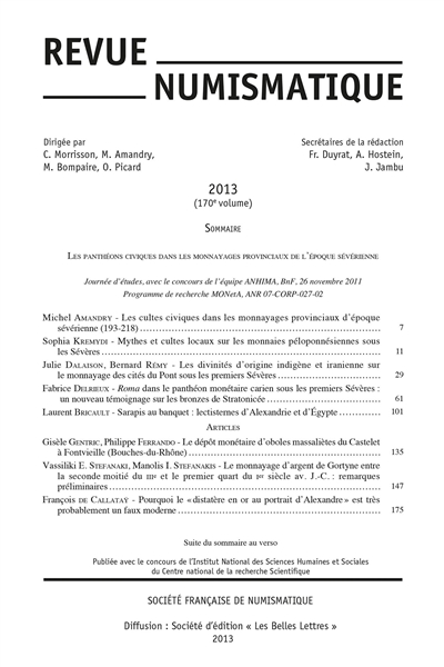 Revue numismatique, n° 170....