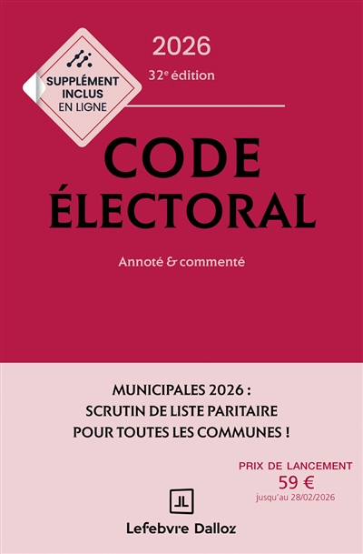 Code électoral 2026 : annoté & commenté