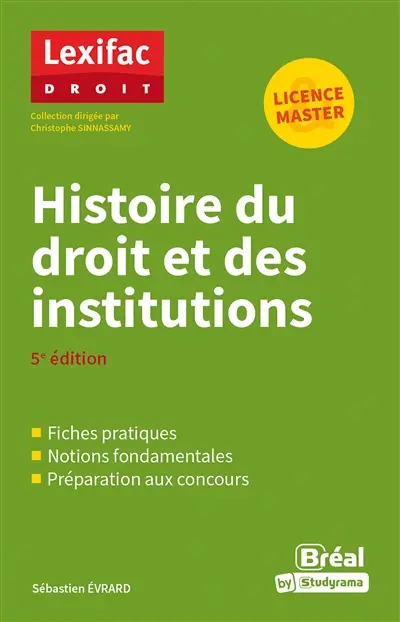 Histoire du droit et des institutions : licence & master