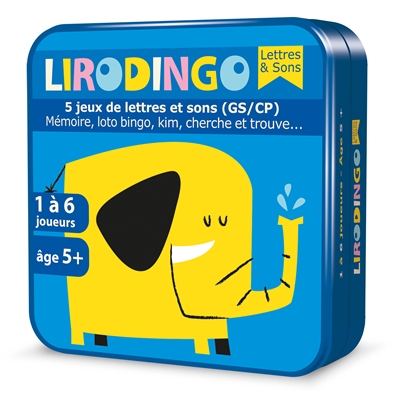 Lirodingo, lettres & sons : 5 jeux de lettres et sons, GS-CP : mémoire, loto bingo, kim, cherche et trouve...
