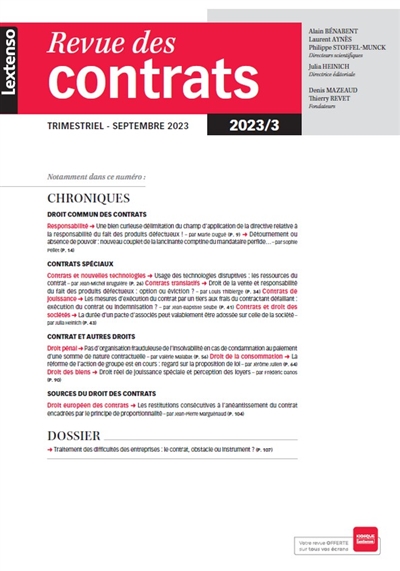 Revue des contrats, n° 3...