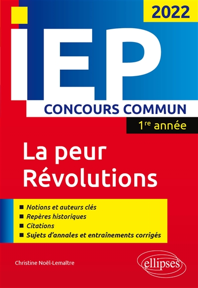 La peur, révolutions : IEP concours commun 2022, 1re année
