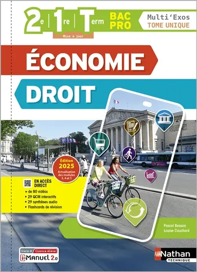 Economie, droit, 2de, 1re, terminale bac pro : tome unique : livre + licence élève