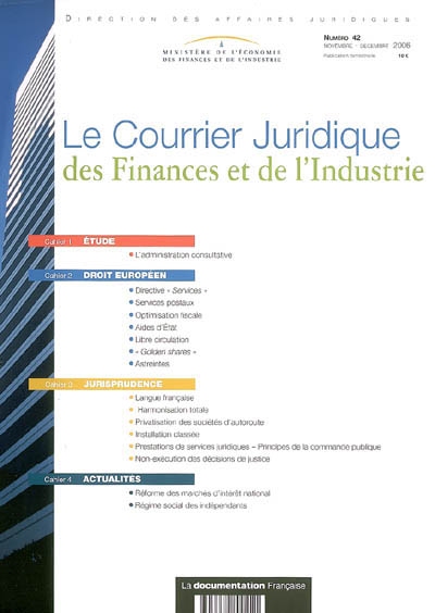 Courrier juridique des finances et de l'industrie (Le), n° 42