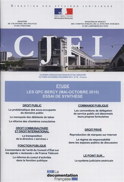 Courrier juridique des finances et de l'industrie (Le), n° 62