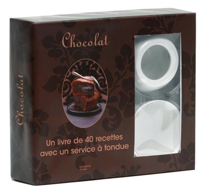 Chocolat : un livre de 40 recettes avec un service à fondue