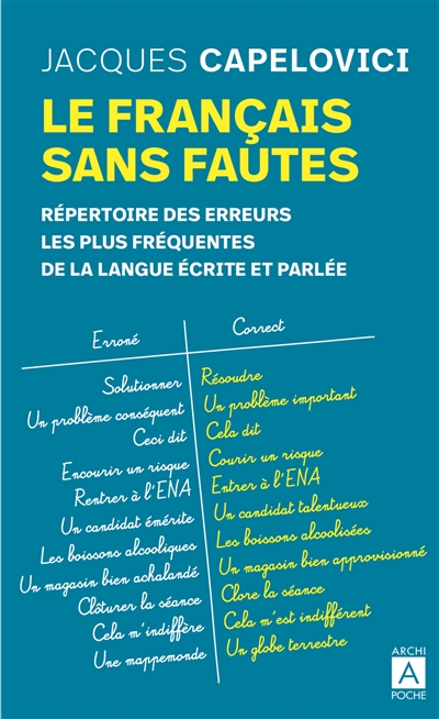 Le français sans fautes : répertoire des difficultés de la langue écrite et parlée