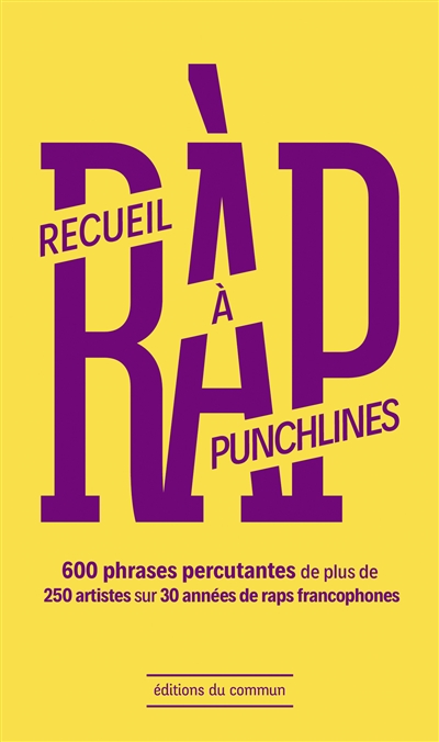 Ràp, recueil à punchlines : 600 phrases percutantes de plus de 250 artistes sur 30 années de raps francophones
