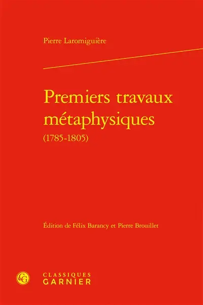Premiers travaux métaphysiques (1785-1805)