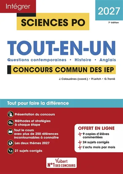 Tout-en-un, concours commun des IEP 2027 : questions contemporaines, histoire, anglais Tout-en-un, concours commun des IEP 2027 : questions contemporaines, histoire, anglais