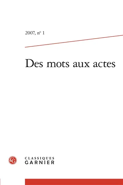 Des mots aux actes, n° 1