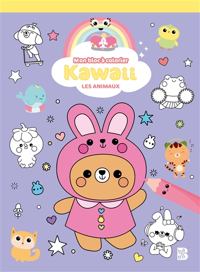 kawaii : mon bloc à colorier : les animaux