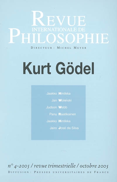 Revue internationale de philosophie, n° 234. Kurt Gödel