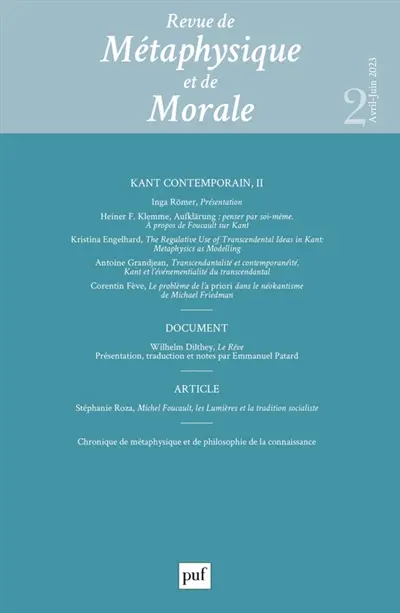 Revue de métaphysique et de morale, n° 2 (2023). Kant contemporain (2)
