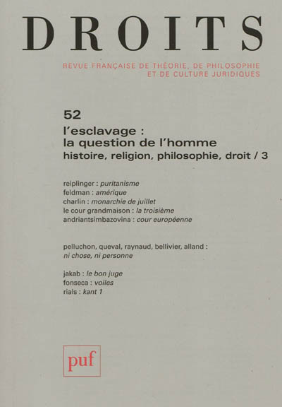 Droits, n° 52. L'esclavage...